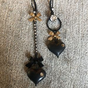 Betsey Johnson- Asymmetrical BlackHeart Earrings